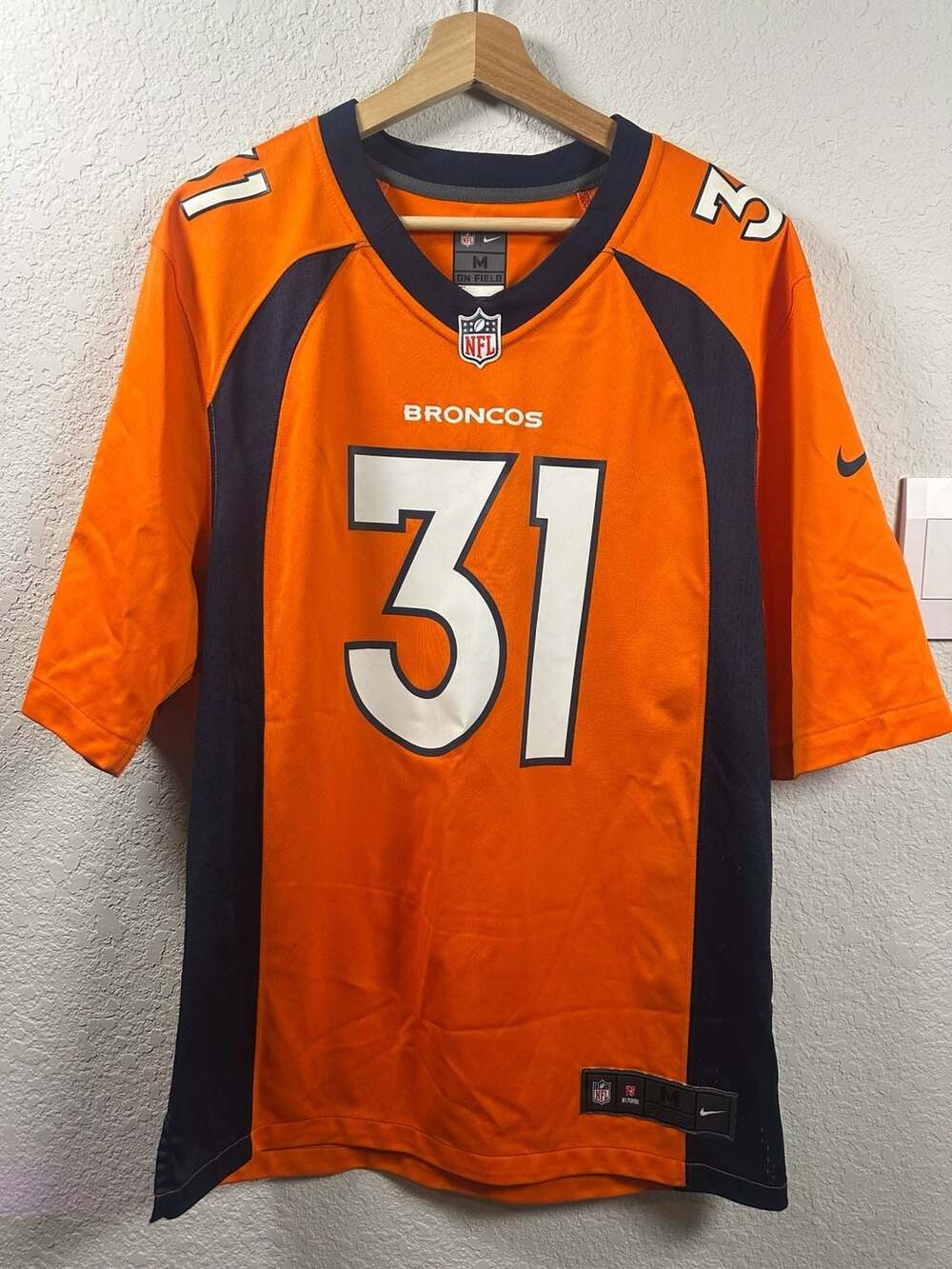 Nike Denver Broncos Justin Simmons Jersey Size M Orange NFL On Field